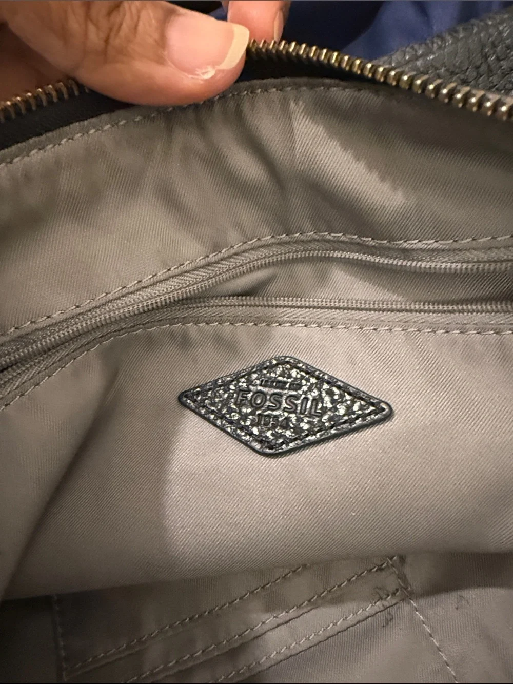 Fossil Black Pebbled Leather Crossbody with Gold Hardware